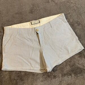 Abercrombie & Fitch Womens Blue White Pinstripe Perfect Stretch Shorts Size 12